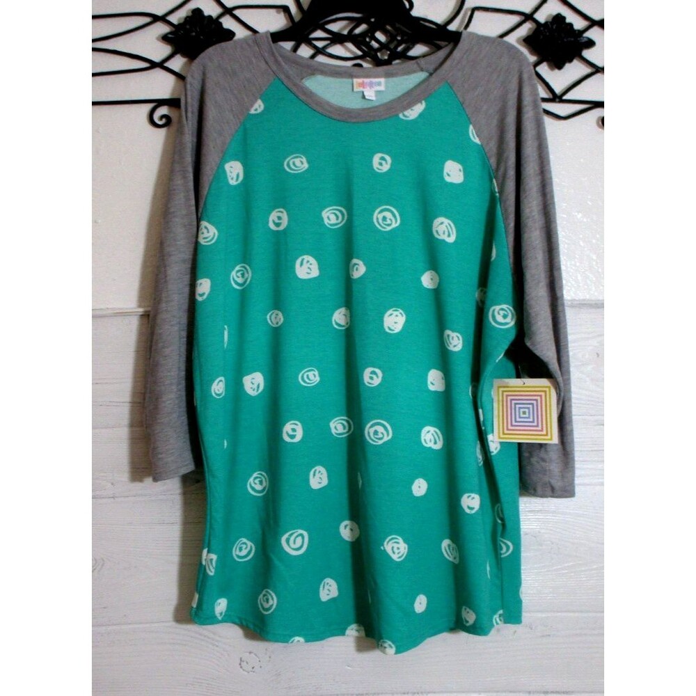 Lularoe Knit Women's Top Size 3XL Multicolored Polka Dot Long Sleeve Round Neck